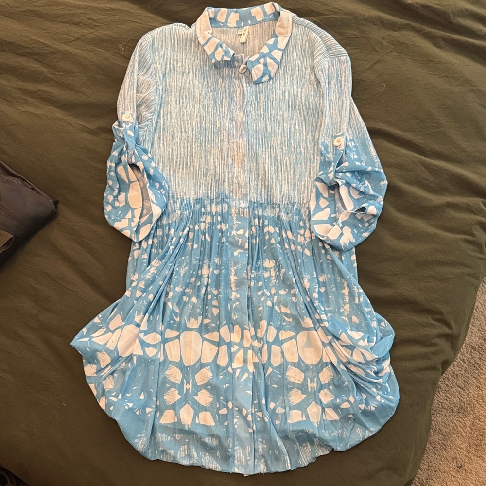Blue and White Women's Dress